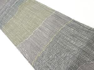 リサイクル　すくい織変わり横段に抽象模様織出し袋帯